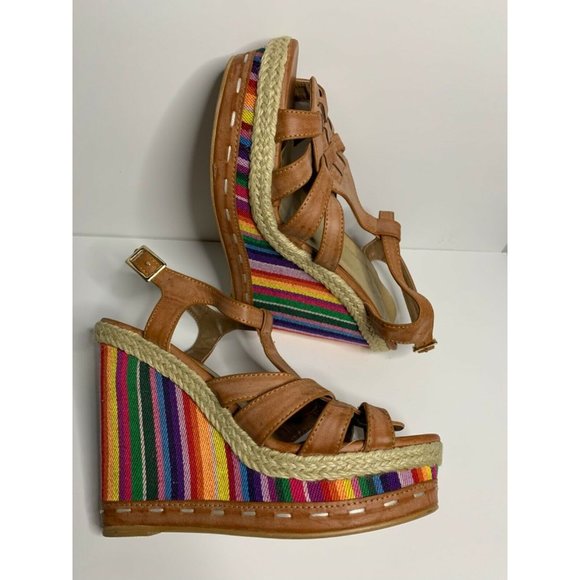 DLG Shoes - DLG Rainbow Espadrilles Wedges Woven Heels  Women’s Sz 6.5 eur 37